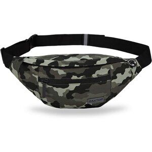 Women Men Camo Green Large Crossbody Fanny Pack Belt Bag Hands-Free Waist Pack